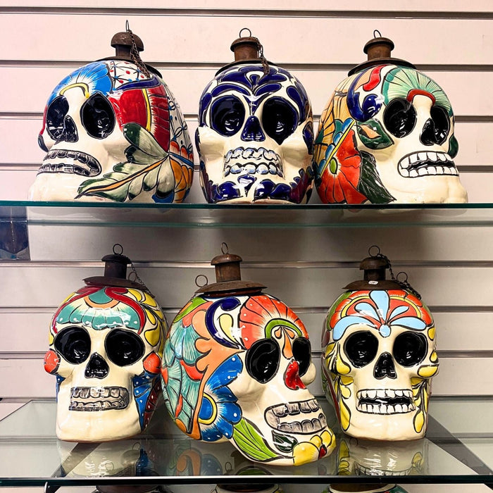 <FONT COLOR="RED">JUST IN!!</FONT> 4 PACK Talavera-Style Sugar Skull Oil Lamps, Only $37.00 ea!!
