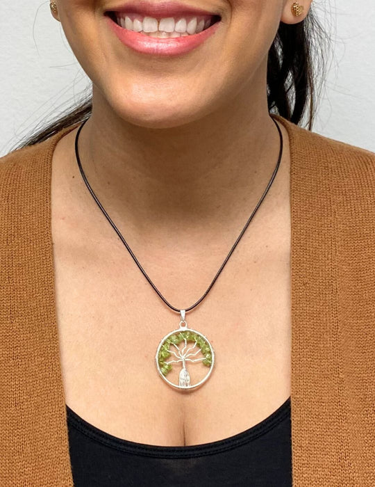 Silver Plated Tree of Life Stone Pendants.