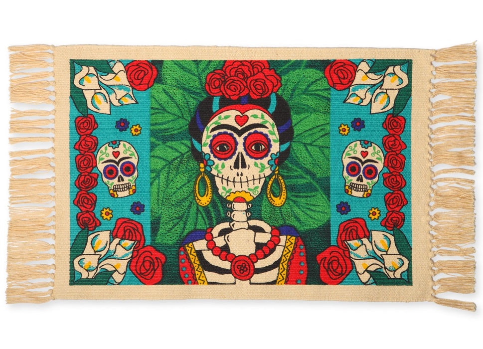 Cotton Stencil Table Mat - Day of the Dead 208