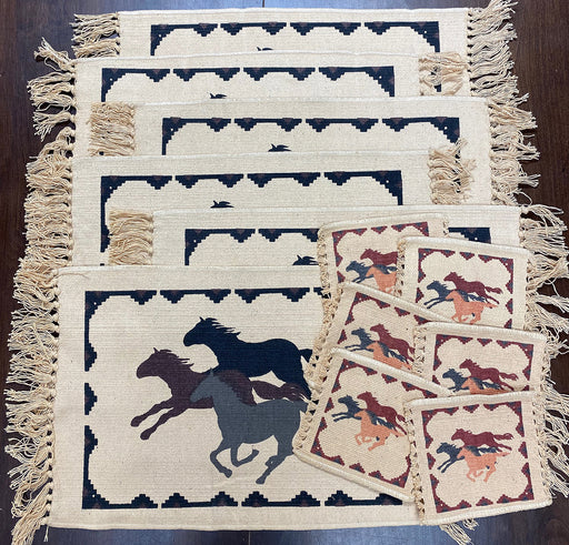 6 PACK RUNNING HORSES Place Mat and Coaster sets !