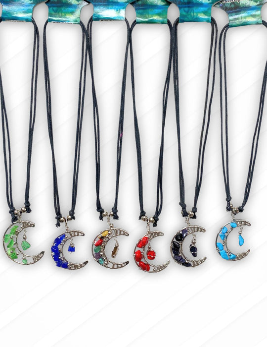 Chipped Metal wrap Moon Pendants.