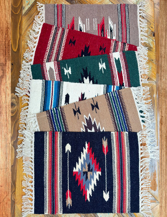 6 Pack Handwoven Wool Chimayo Style Mats-15" x 20"! Only $11.75 ea!