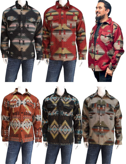 <font color="red"> NEW !!</font>15 PACK Southwest Woven Shackets in Assorted Designs & Sizes! Only $30.00ea!!