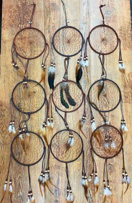 12 - All Leather Handmade  6" Dream Catchers! Only $6.75 ea.!