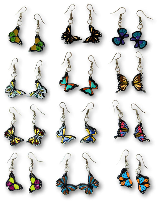 <font color="red">NEW!!</font> 24 Pair Wood Butterfly Earrings, Only $3.50 ea!