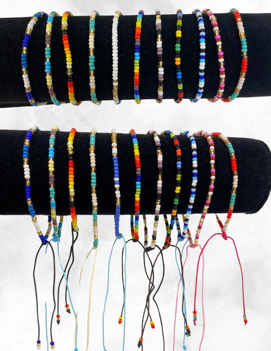 12 Pack Handcrafted Beaded Pull Tie Bracelets! Only $2.00 ea!