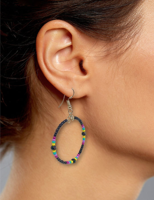 New !  Southwest Style Beaded Hoop Earrings !