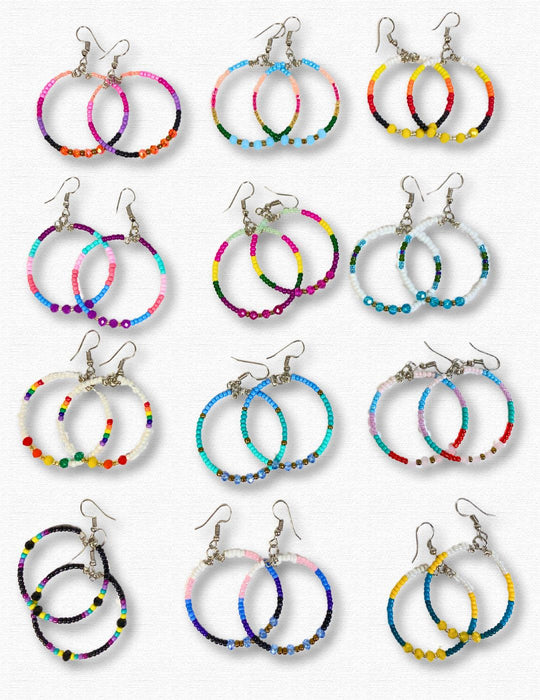 JUST IN !! 24 Pair Southwest Style Beaded Hoop Earrings !! Only $3.50 ea!