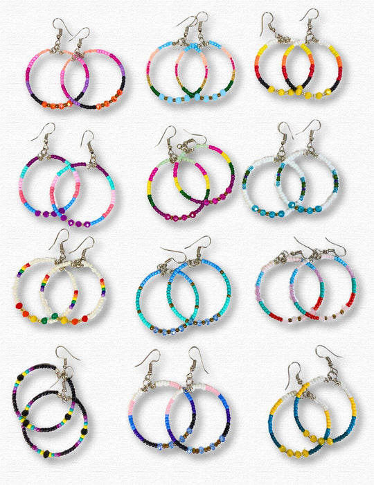 New !  Southwest Style Beaded Hoop Earrings !