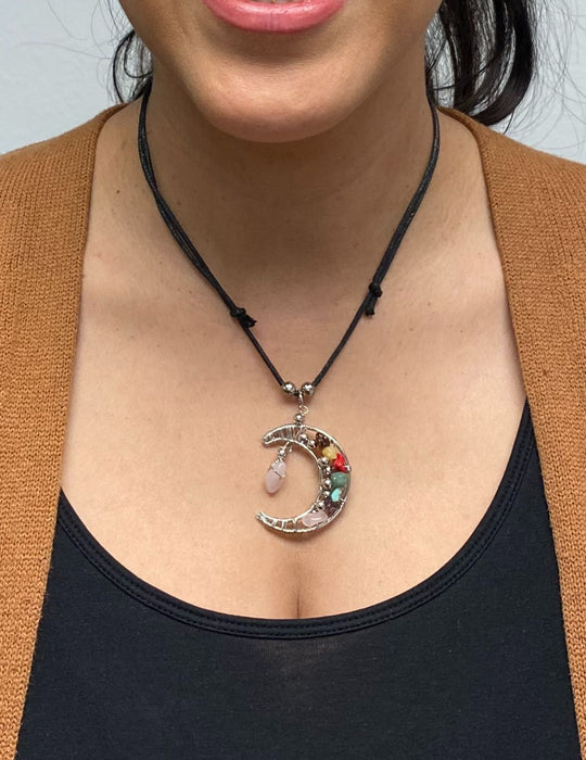 12 Beautiful Assorted Stone Moon Necklaces !  Wholesale  $4.25 ea.!