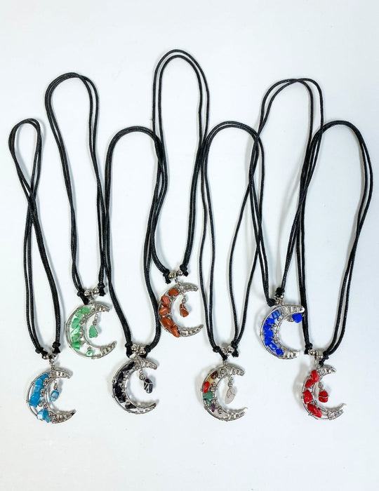 12 Beautiful Assorted Stone Moon Necklaces !  Wholesale  $4.25 ea.!