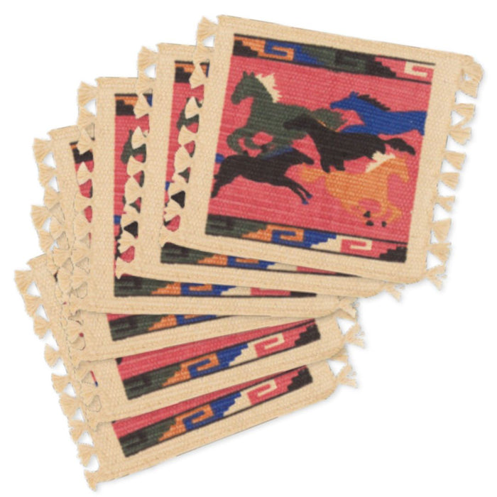Cotton Stencil Coaster- Running Horses