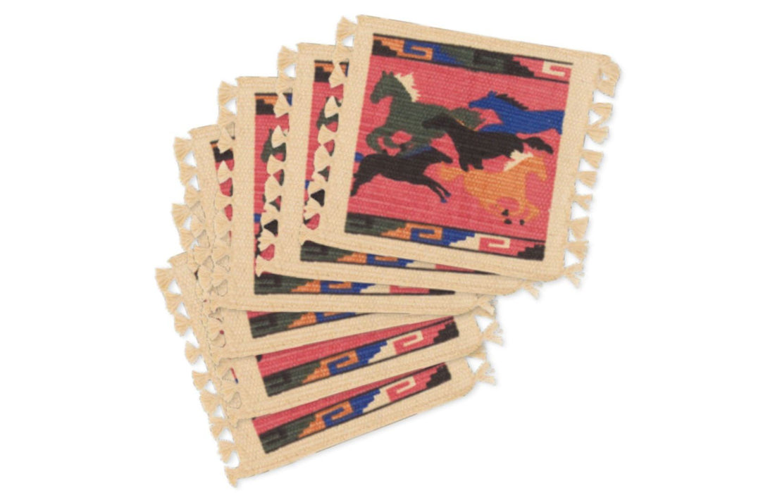 Cotton Stencil Coaster- Running Horses