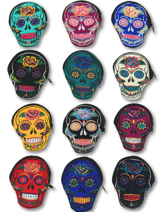 24 PACK Embroidered Skull Coin Purse, Only $4.25 ea!