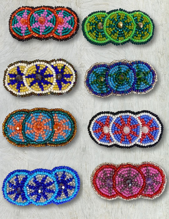 Beaded Three Circle Hair Barrettes