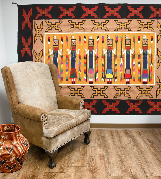 6'x9' Hand Woven Wool Trading Post Rug Golden Yei