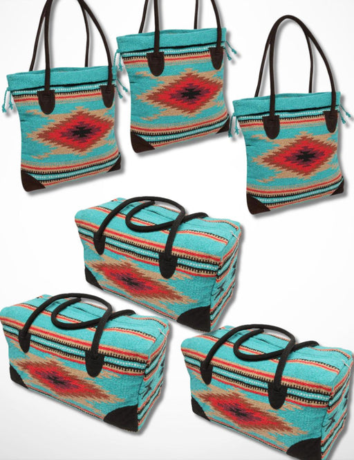 3 Handwoven Southwest Tote & Duffel Bag Set.