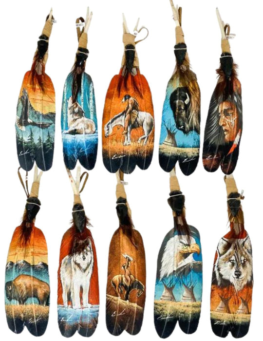 3- Handpainted Feather Artifacts! Only $15.00 ea.!