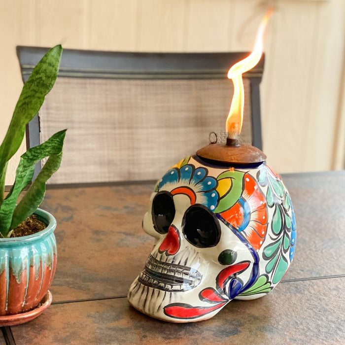 <FONT COLOR="RED">JUST IN!!</FONT> 4 PACK Talavera-Style Sugar Skull Oil Lamps, Only $37.00 ea!!