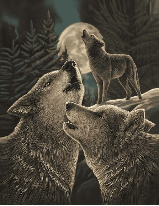 Plush Pictorial Queen-Size Blanket - Wolf Song
