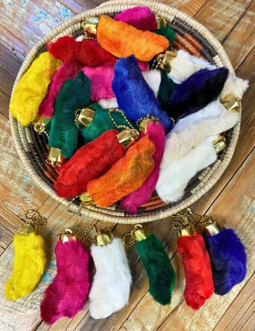Colored Rabbit Foot Keychains