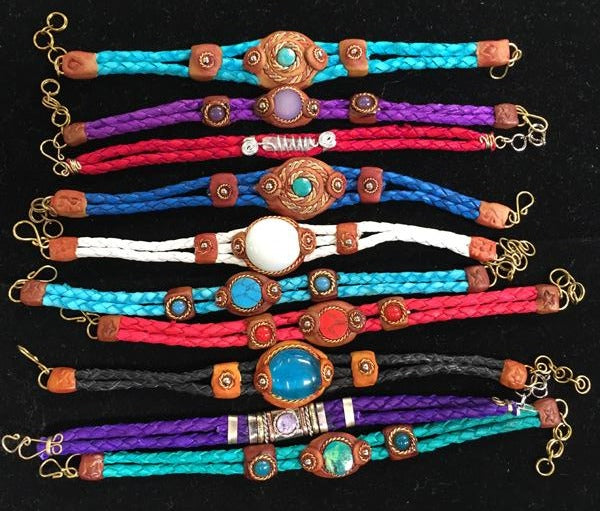 24 Pack Traditional Leather Stone Bracelets!  Only  $3.25 ea.!