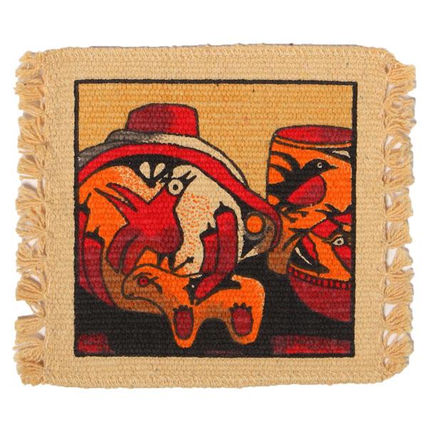 Cotton Stencil Coaster-Southwest Pottery Design