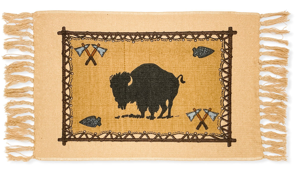 Cotton Stencil Table Mat in Wildlife Buffalo design