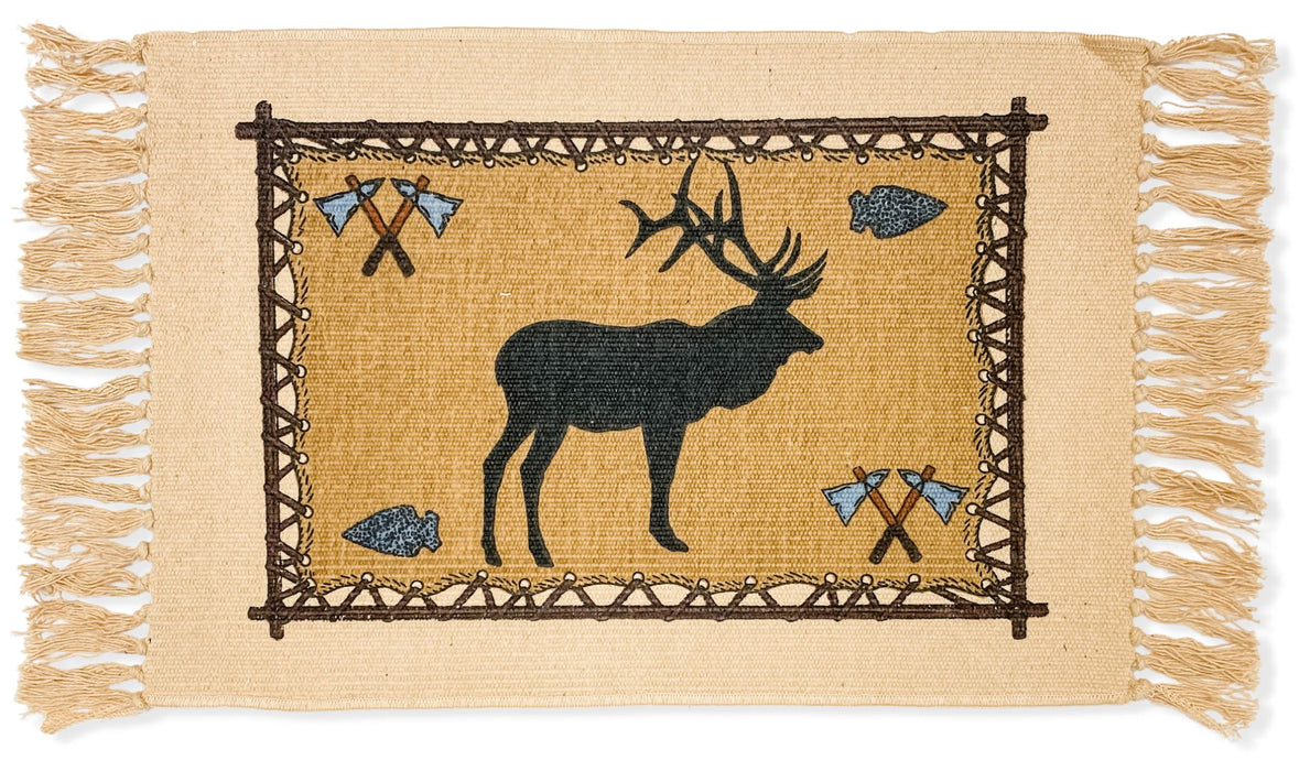 Cotton Stencil Table Mat in Wildlife Elk design