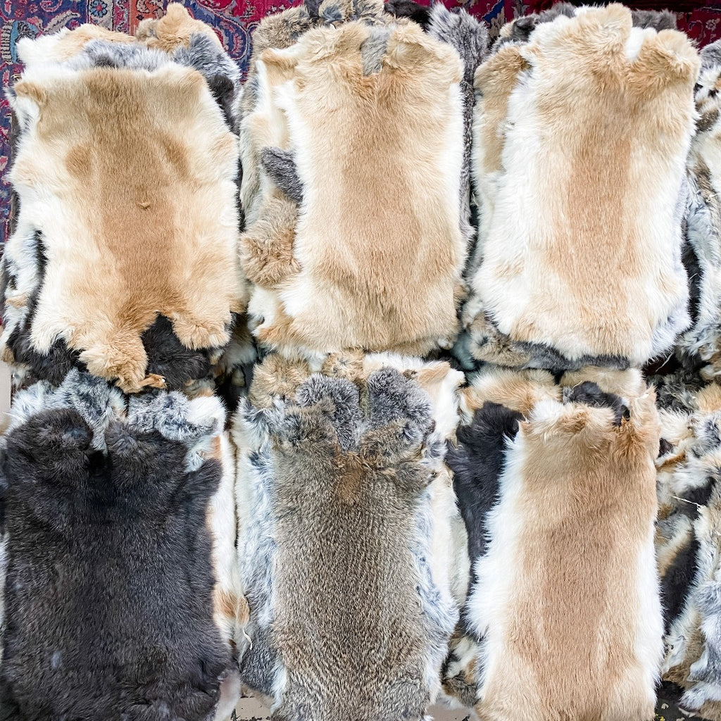 6 Pack First Grade Large Natural Rabbit Pelts! IN STOCK NOW! Only
