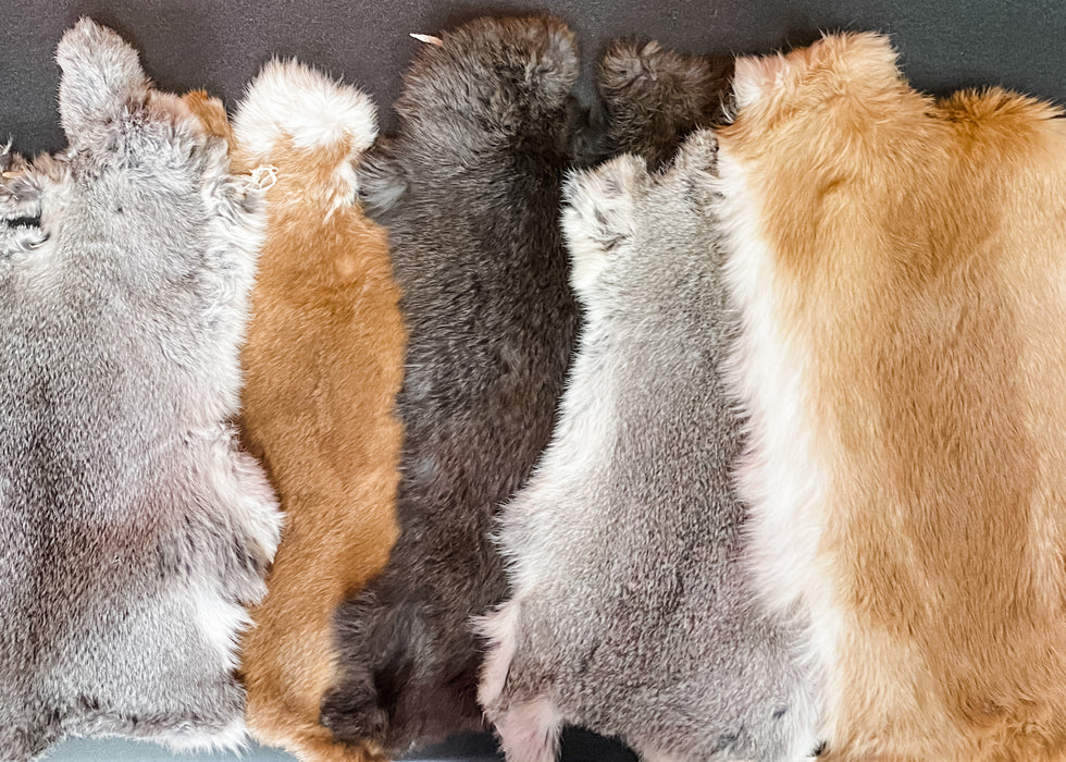 6 Pack First Grade Large Natural Rabbit Pelts! IN STOCK NOW! Only $7.75 ea.!