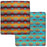 Southwest style bedspread in queen-size. Red, orange, yellow, and teal colors.