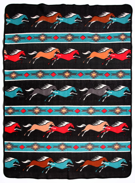 Southwest Fleece Lodge Blanket in running horses design from El Paso Saddleblanket