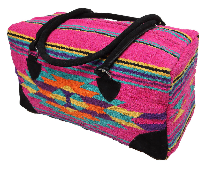 Weekender Bag ibn vibrant colors of hot pink, teal, orange, and purple