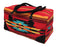 Weekender Bag in vibrant colors of red, teal, yellow, and black
