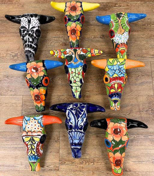 <FONT COLOR="RED">JUST IN!!</FONT> 4 Pack Talavera-Style Cow Skull Wall Decor. Only $31.00ea.!!