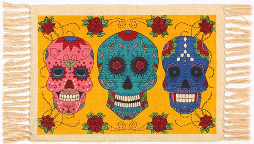 Cotton Stencil Table Mat - Day of the Dead 220