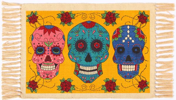 Cotton Stencil Table Mat - Day of the Dead 220