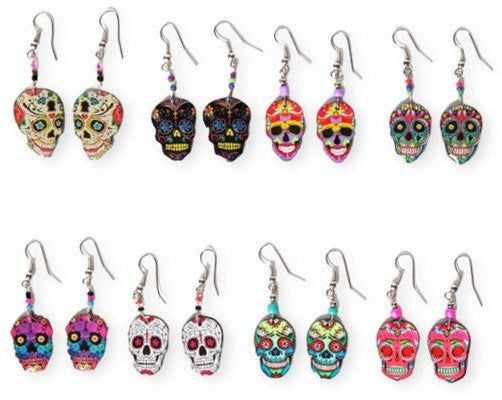 Hot Seller!!! 24  Day of Dead Hand Crafted Skull Earrings!  Only $3.25 each pair!