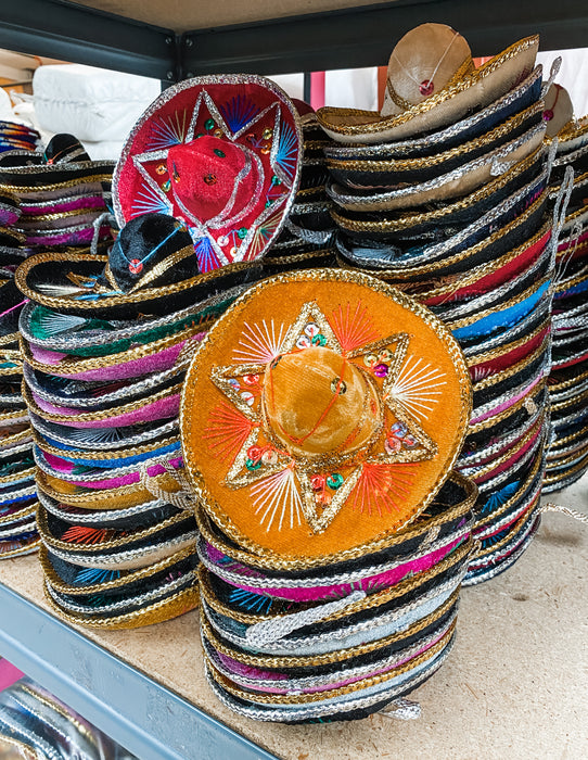 <font color=red> 24 </font> Colorful 5"-6" Mini Mexican Sombreros ! Wholesale $3.50 ea.!