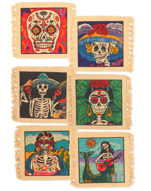 72 Pack Day of Dead Cotton Stencil Coasters, Only $0.75 ea!