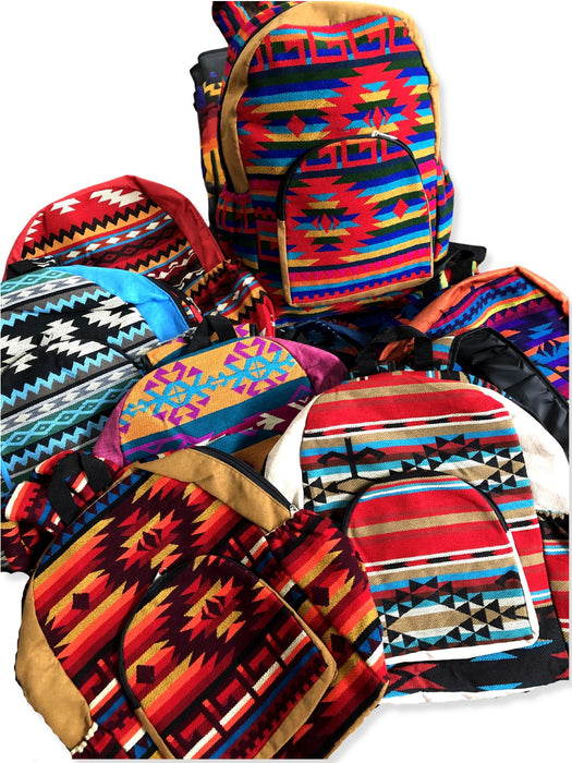 Colorful patterned backpacks from Ecuador, shipped assorted.