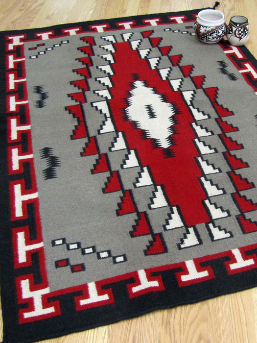 4' x 6' Handwoven Wool Trading Post Rug #609