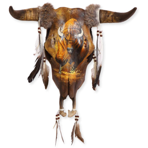 Southwest-Style Cow Skull, Running Buffalo