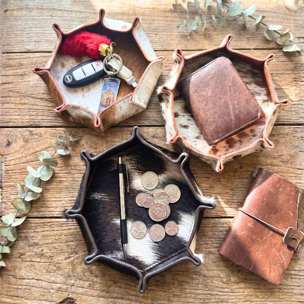 Cowhide Octagon Tray