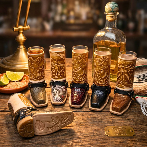 Tooled Leather Boot Shot Glass