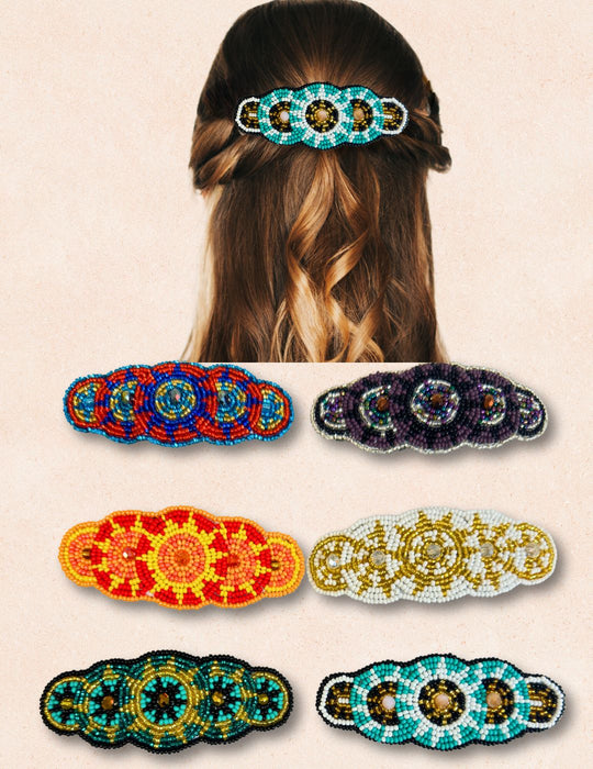 12 PACK Beaded Five Circle Hair Barrettes! Only $7 ea!