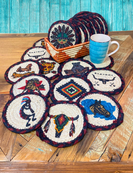 60 Assorted 6" Braided Jute Coasters, Wholesale $1.10 ea!