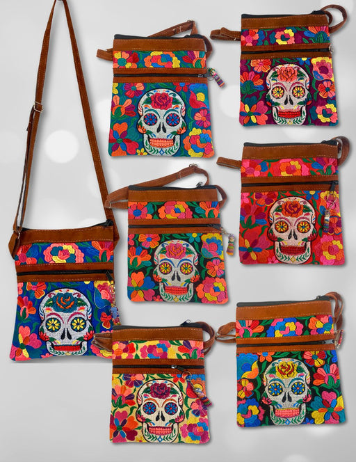 6 Pack Embroidered Skull Passport Bags, Wholesale $13.75ea.!
