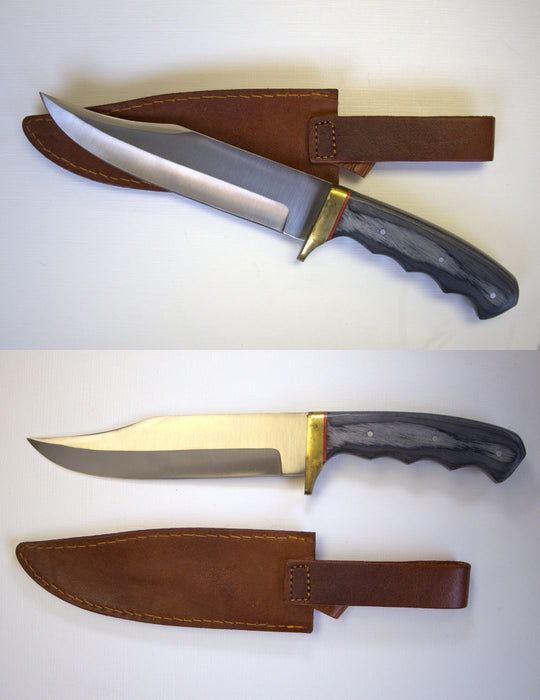 Black Hunter Knife with Leather Sheath